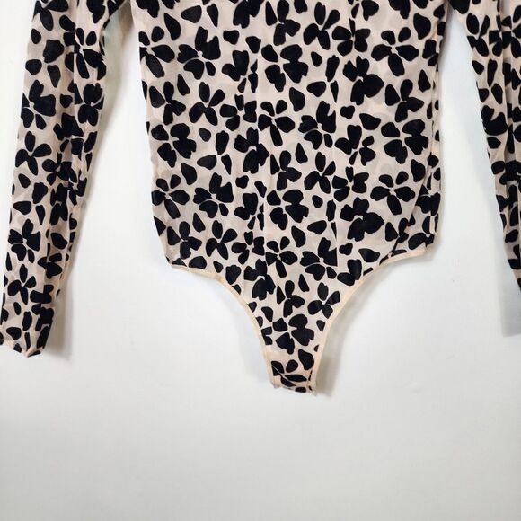 Victoria's Secret Floral Velvet Appliqué Stretch Sheer Sexy Bodysuit Size Large - Picture 5 of 10